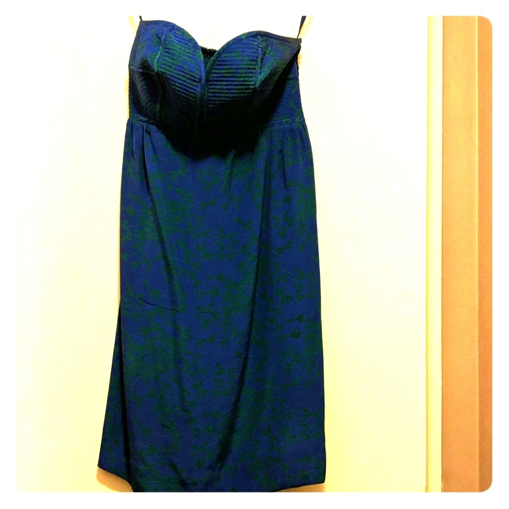 Silk, straples Anthropologie dress Purple & green